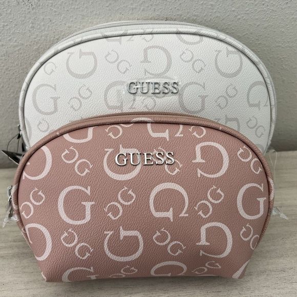 Guess M8473493 Elisa Travel Cosmetic Bag Set of 2 Rose & White $80 - Picture 1 of 14